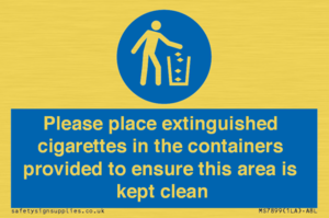 Please place extinguished cigarettes in the containers provided to ensure this area is kept clean